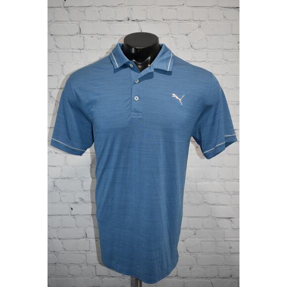 PUMA Golf Polo Shirt Mens Size Large Polyester Performance Blue - Picture 5 of 6
